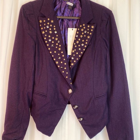 Vintage Gioia Studded Purple Blazer-Star & Stud Lapel - Picture 1 of 17